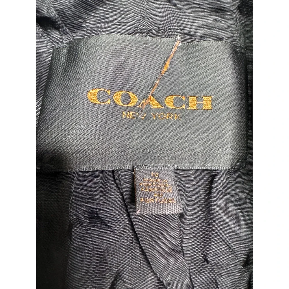 Coach New York Womens Black Wool Blend 3-Button Tailored Blazer Jacket Size 12
